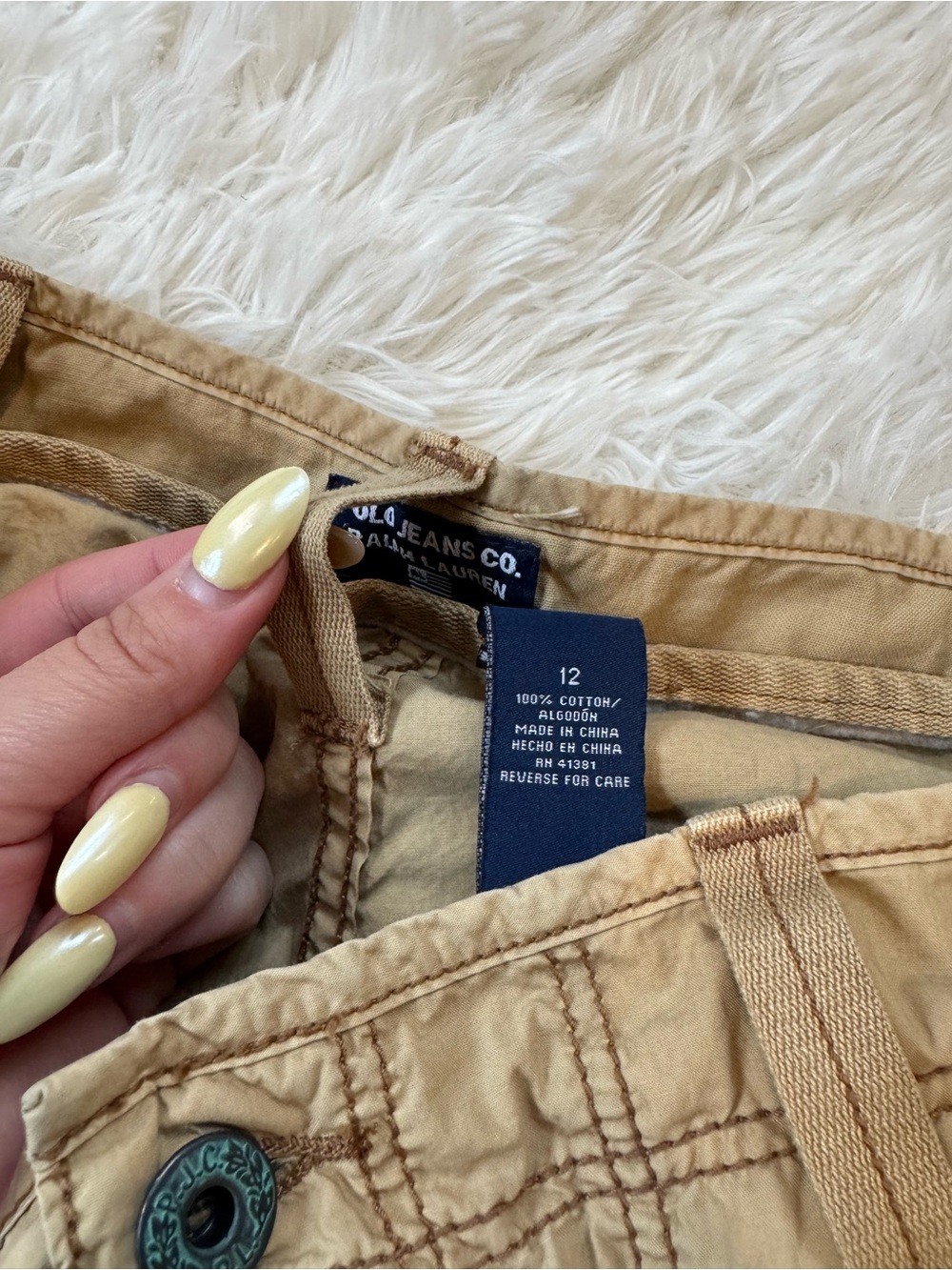 Y2K Ralph Lauren polo jeans co khaki 100% cotton lightweight cargo pants size 12 - Picture 7 of 12